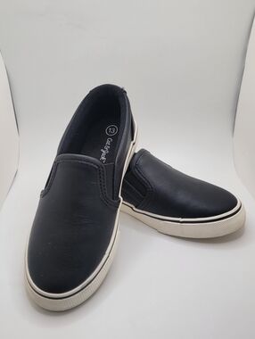 Cat & Jack Black Slip-On Leather-Style Kids Dress Sneakers